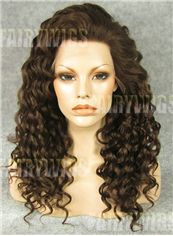 Online Medium Brown Female Wavy Lace Front Hair Wig 16 Inch