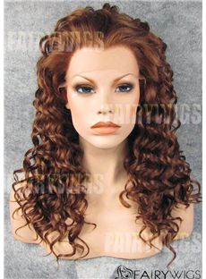 Adjustable Medium Brown Female Wavy Lace Front Hair Wig 16 Inch