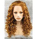 Online Wigs Medium Blonde Female Wavy Lace Front Hair Wig 16 Inch