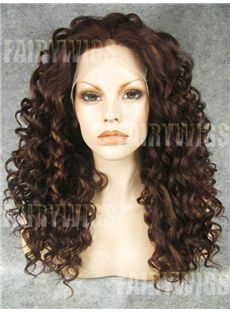 Hand Knitted Medium Brown Female Wavy Lace Front Hair Wig 16 Inch