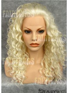 Cute Long Blonde Female Wavy Lace Front Hair Wig 20 Inch