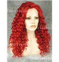 Soft Long Red Female Wavy Lace Front Hair Wig 20 Inch