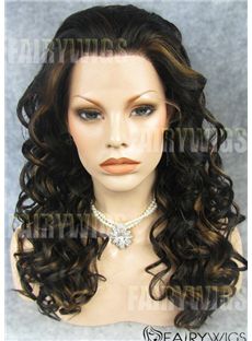 Adjustable Long Sepia Female Wavy Lace Front Hair Wig 20 Inch