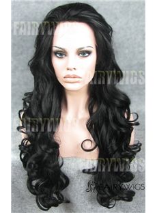 Lustrous Long  Female Wavy Lace Front Hair Wig 24 Inch