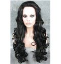 Lustrous Long Sepia Female Wavy Lace Front Hair Wig 24 Inch