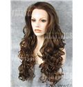 New Glamourous Long Brown Female Wavy Lace Front Hair Wig 24 Inch