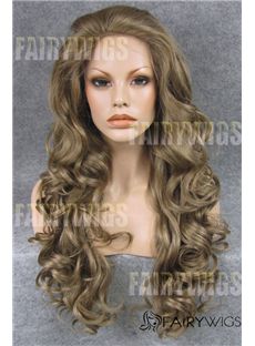 Affordable Long Brown Female Wavy Lace Front Hair Wig 24 Inch
