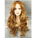 Online Long Blonde Female Wavy Lace Front Hair Wig 24 Inch