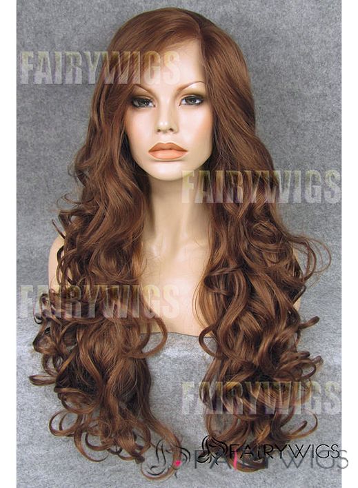Lovely Long Brown Female Wavy Lace Front Hair Wig 22 Inch