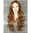 Hand Knitted Long Brown Female Wavy Hair Wig 24 Inch