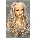 Custom Super Charming Long Blonde Female Wavy Lace Front Hair Wig