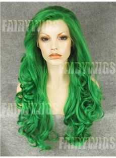 Dainty Long Colored Female Wavy Lace Front Hair Wig 24 Inch