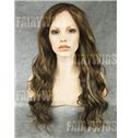 Simple Long Brown Female Wavy Lace Front Hair Wig 20 Inch