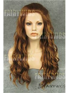 New Style Long Brown Female Wavy Lace Front Hair Wig 20 Inch