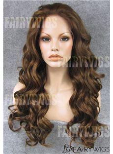 Grand Long Brown Female Wavy 22 Inch Lace Front Hair Wig 