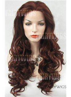 Pretty Long Brown Female Wavy Lace Front Hair Wig 22 Inch