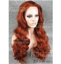 Concise Long Red Female Wavy Lace Front Hair Wig 22 Inch