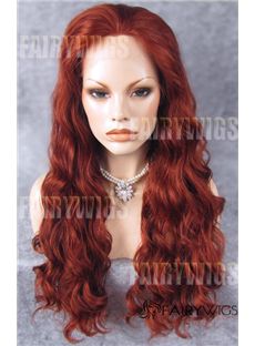 Affordable Long Red Female Wavy Lace Front Hair Wig 22 Inch
