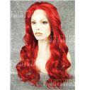 Unique Long Red Female Wavy Lace Front Hair Wig 22 Inch