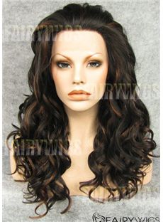 Newest Long Sepia Female Wavy Lace Front Hair Wig 22 Inch