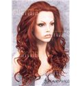 Personalized Long Red Female Wavy Lace Front Hair Wig 22 Inch