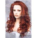 Personalized Long Red Female Wavy Lace Front Hair Wig 22 Inch
