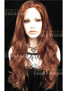 Long Brown Female Wavy Lace Front Hair Wig