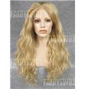 European Style Long Blonde Female Wavy Lace Front Hair Wig