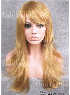European Style Long Blonde Female Wavy Lace Front Hair Wig 22 Inch