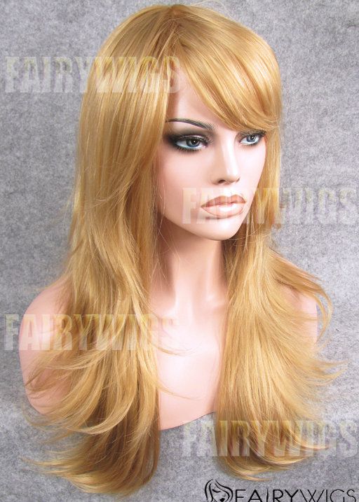 European Style Long Blonde Female Wavy Lace Front Hair Wig 22 Inch
