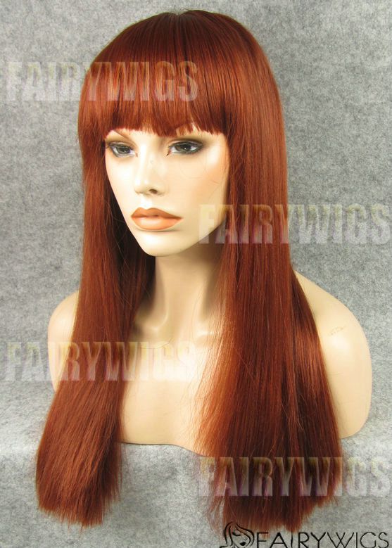 Dynamic Feeling from Long Red Female Straight Lace Front Hair Wig 22 Inch