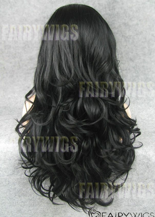 Quality Wigs Long Black Female Wavy Lace Front Hair Wig 22 Inch