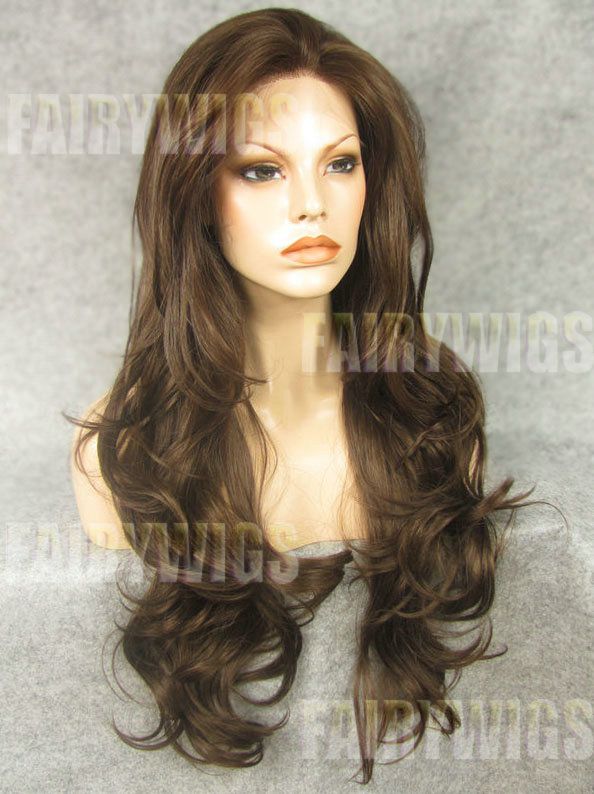 Grand Long Brown Female Wavy Lace Front Hair Wig 24 Inch
