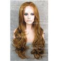 Graceful Long Brown Female Wavy Lace Front Hair Wig 22 Inch
