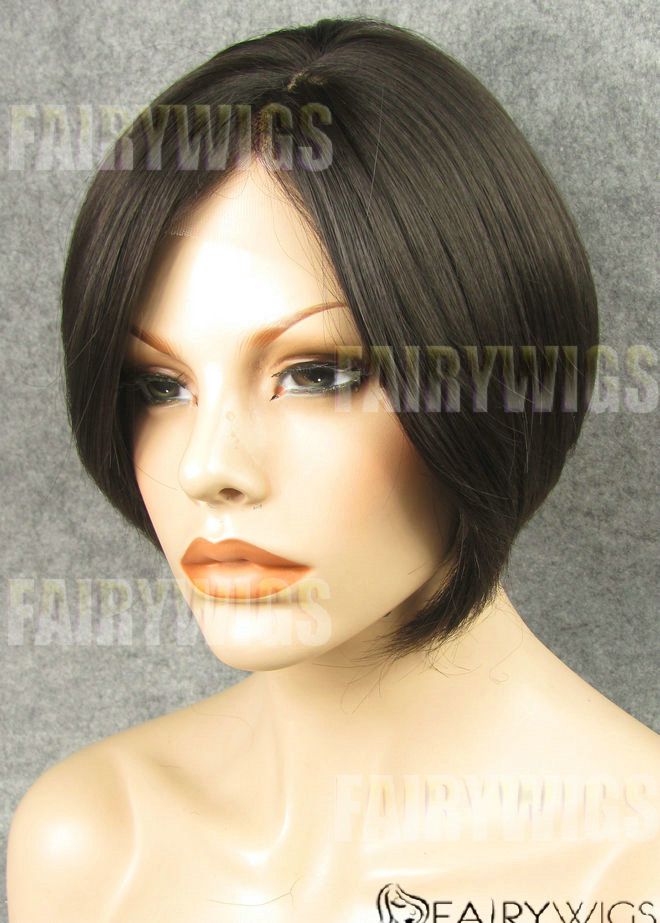 Shining Short Sepia Female Straight Lace Front Hair Wig 12 Inch