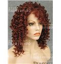 Online Wigs Medium Red Female Curly Lace Front Hair Wig 14 Inch