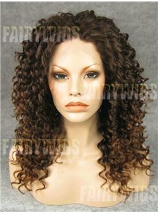 Sweety Medium Brown Female Curly Lace Front Hair Wig 18 Inch
