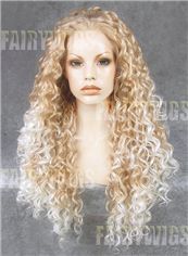 Glitter Long Blonde Female Wavy Lace Front Hair Wig 22 Inch