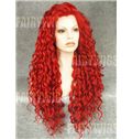 Classic Long Red Female Wavy Lace Front Hair Wig 22 Inch