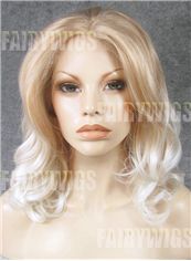 Stylish Medium Blonde Female Wavy Lace Front Hair Wig 14 Inch