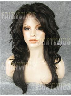 Custom Super Charming Long Black Female Wavy Lace Front Hair Wig 22 Inch