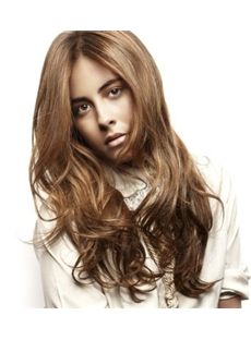 Cheap Long Brown Female Wavy Celebrity Hairstyle 22 Inch