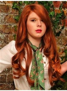 Lovely Long Red Female Wavy Celebrity Hairstyle 24 Inch 