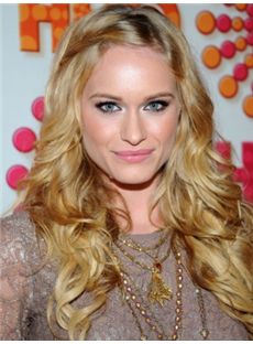 2015 Cool Long Blonde Female Wavy Celebrity Hairstyle 20 Inch