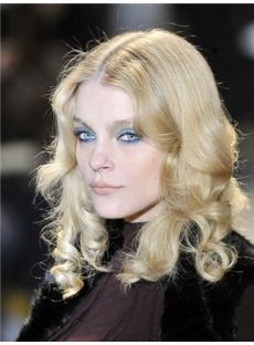 Beautiful Medium Blonde Female Wavy Celebrity Hairstyle 16 Inch