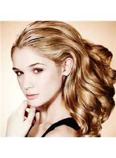 Shinning Medium Blonde Female Wavy Vogue Wigs 16 Inch