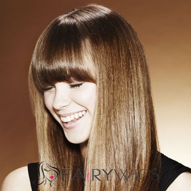 Trendy Long Brown Female Straight Vogue Wigs 20 Inch