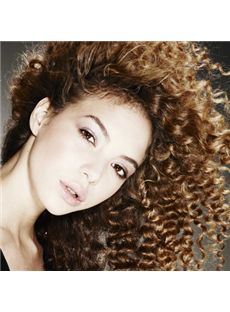 Concise Medium Brown Female Curly Vogue Wigs 18 Inch
