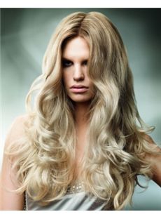 2015 Cool Long Blonde Female Wavy  Wigs 22 Inch