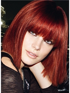 Pretty Short Red Female Straight Vogue Wigs 12 Inch